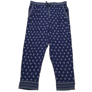 Two By Vince Camuto Blue Printed Casual Pant L Straight Leg Thin Bottoms *FAIR*